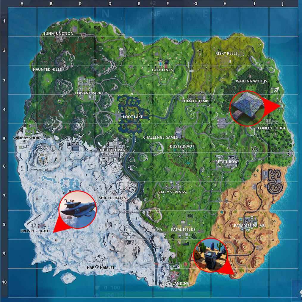 Fortnite Submarine, Metal Turtle, and Crown of RV's Locations