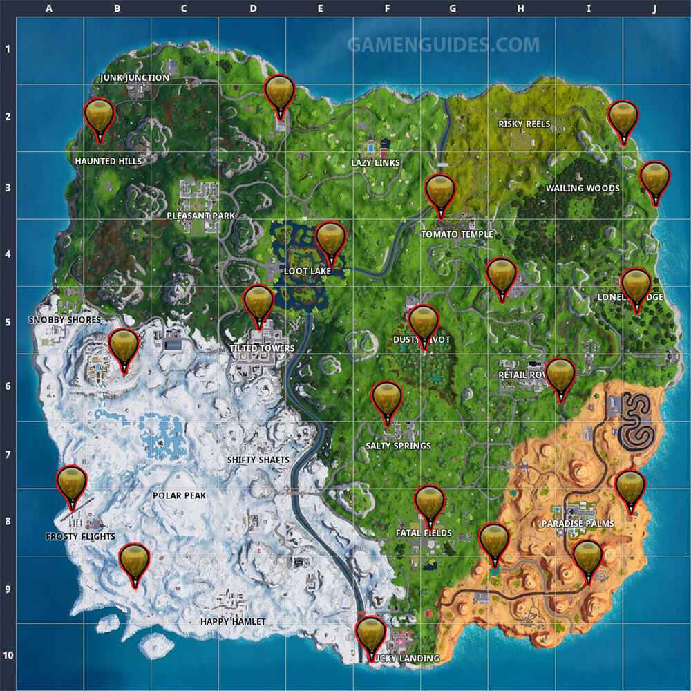 Fortnite Golden Balloons Locations