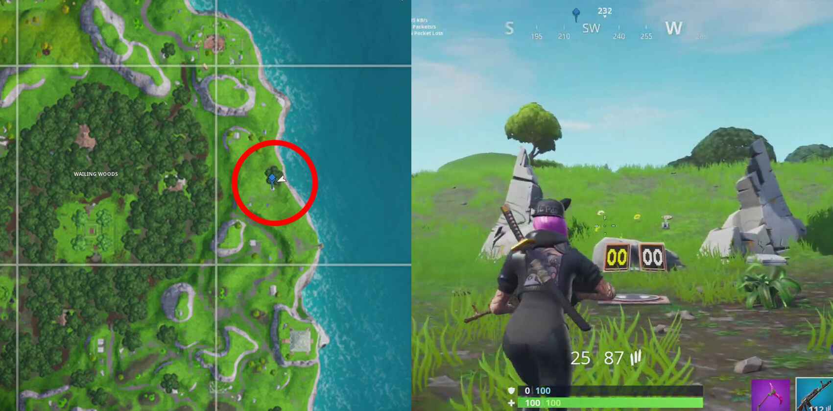 where are the shooting ranges in fortnite season 7 - wailing woods shooting gallery wailing woods shooting gallery - where are the shooting ranges in fortnite season 7