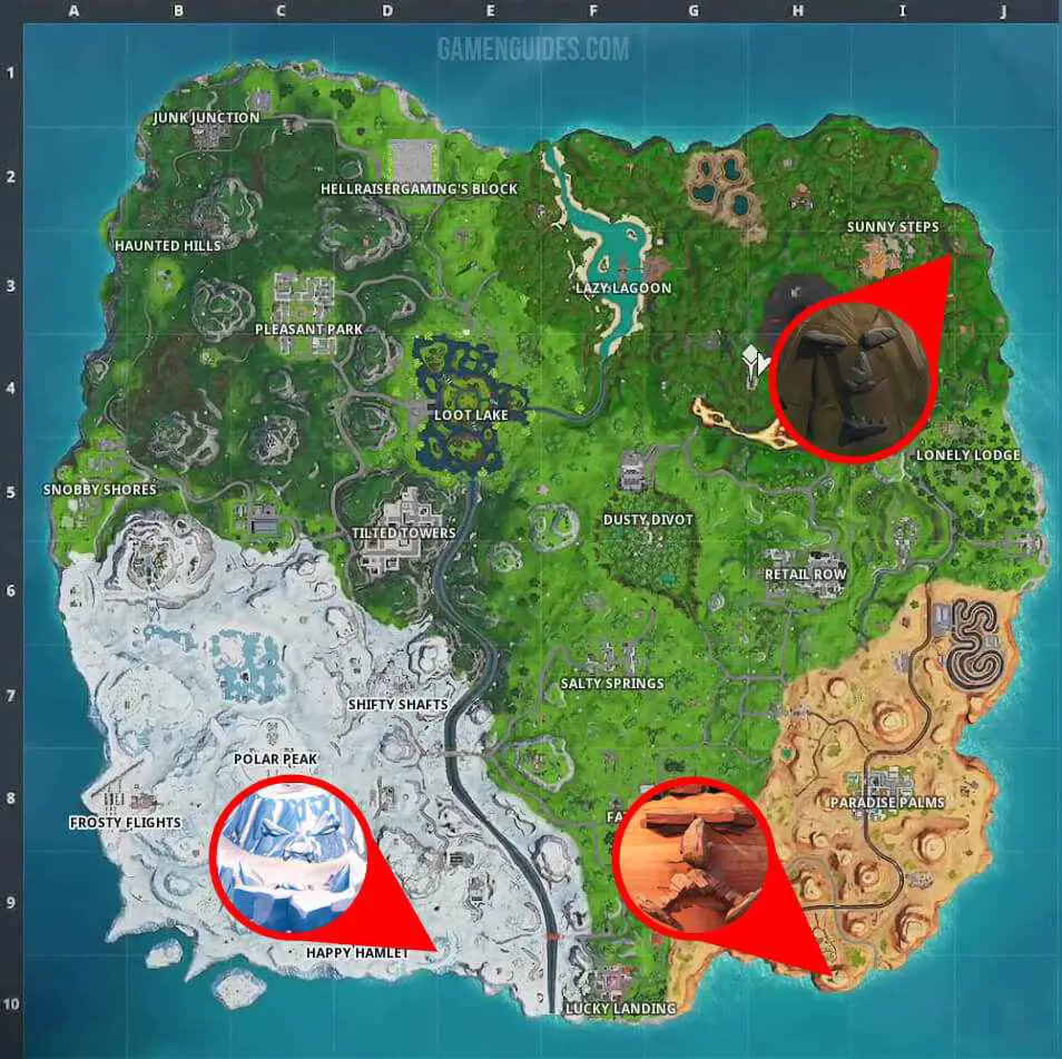 Fortnite Season 8 Giant Face Locations