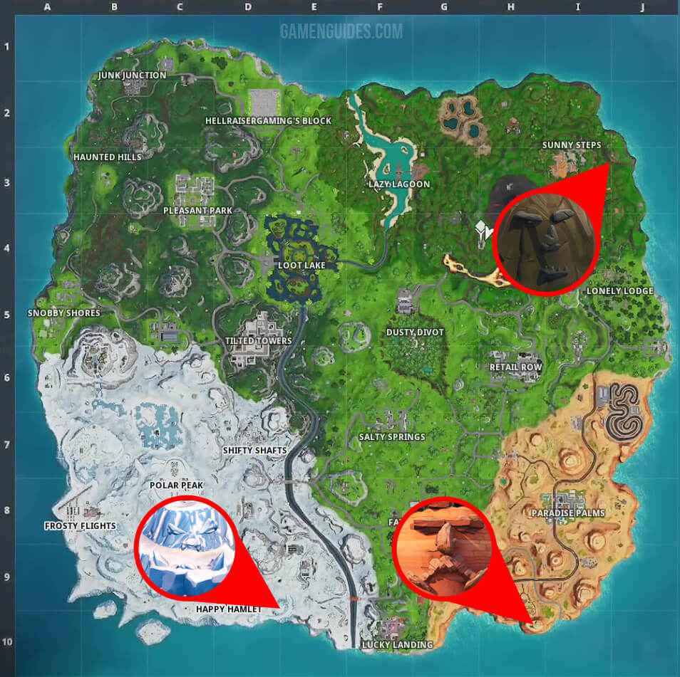 Fortnite-seizoen 8 Giant Face Locations