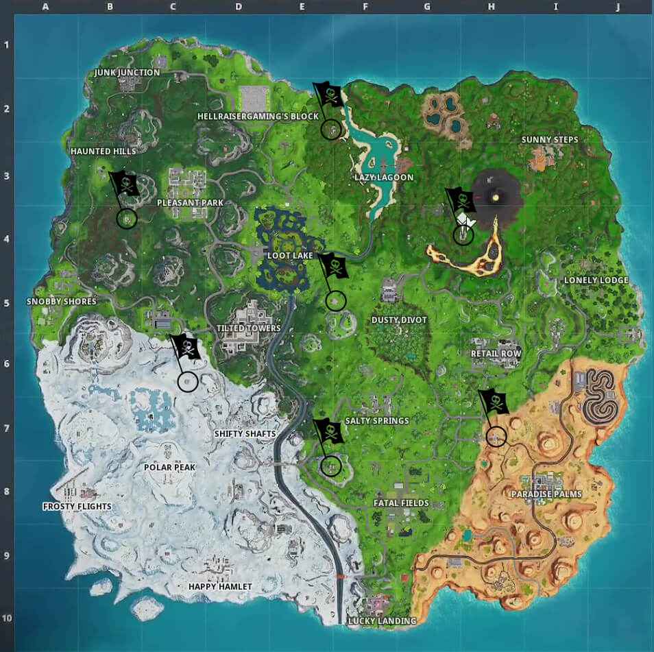 Fortnite Season 8 Pirate Camp Locations