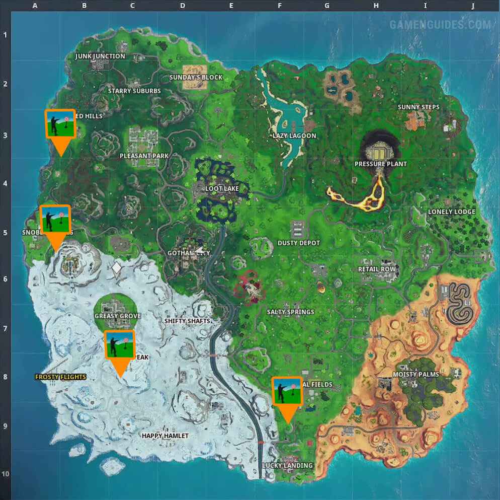 Temporada Fortnite 10 - Firing Range Targets Locations