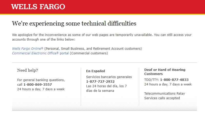 Wells Fargo Maintenance