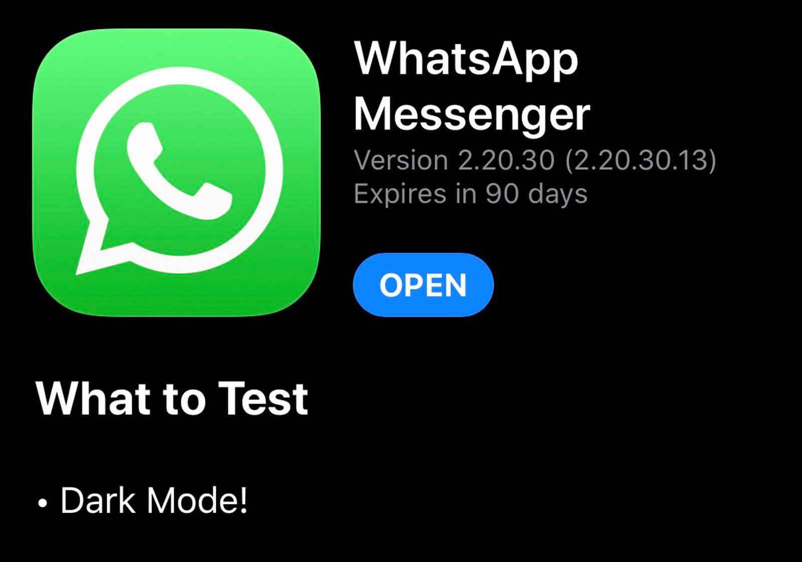 WhatsApp Donkere modus iOS