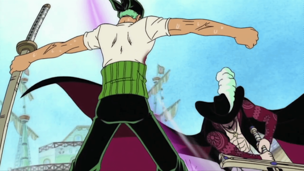 One Piece Zoro vs Mihawk.