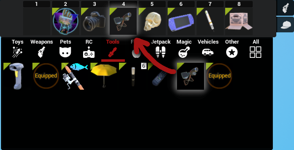 Visual guide for using weapon slots
